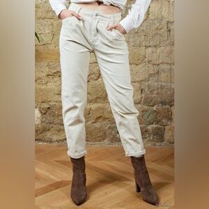 Women’s TOXIK3 high-waisted stretchy corduroy beige pants size 40 / L‎